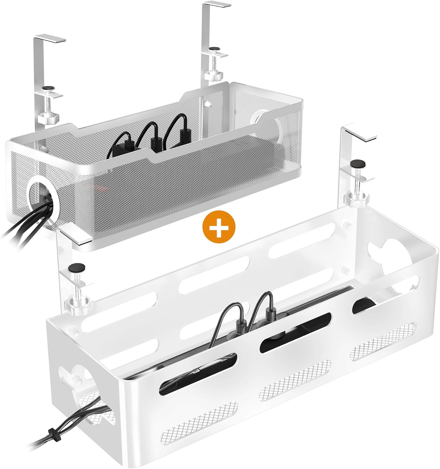 Amazon.com: 2PCS Under Desk Cable Management Tray, Metal Cable ...