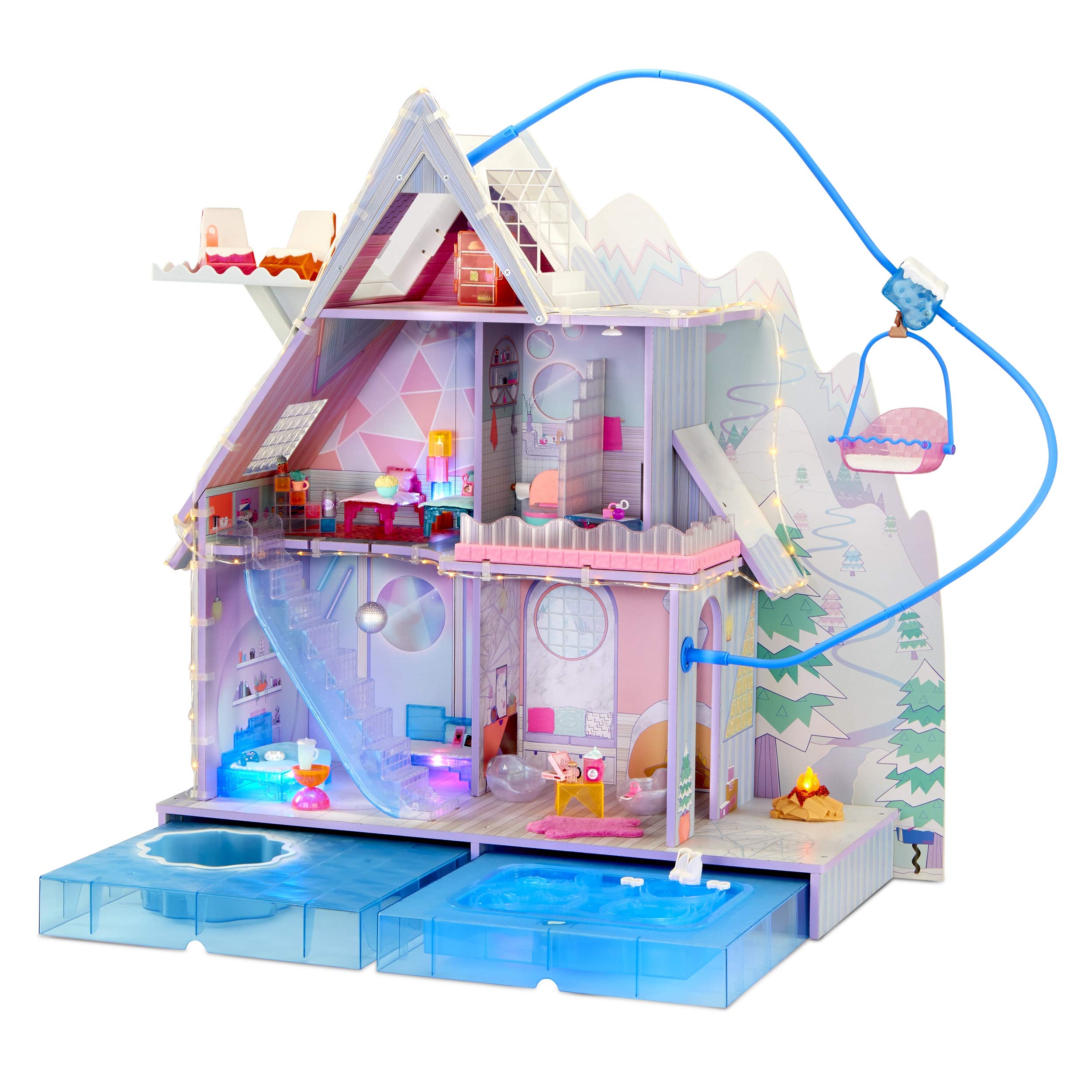 LOL Surprise OMG Winter Chill Cabin Wooden Doll House Playset with 95 ...