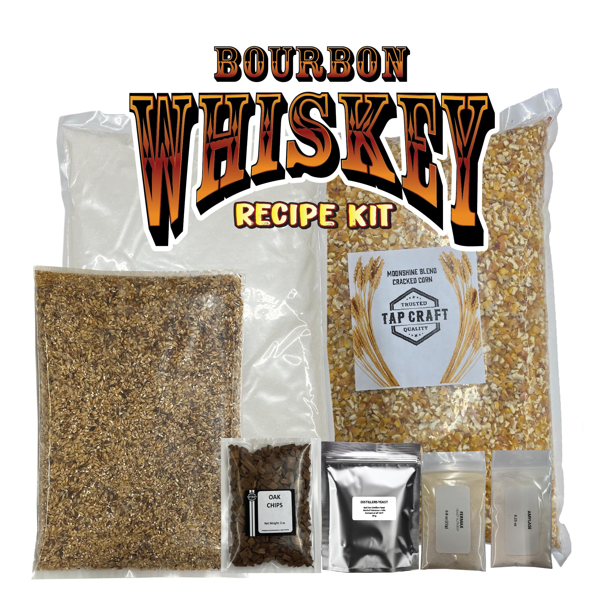 Beginner Bourbon Recipe Mash and Fermentation Kit - Make Your Own Bourbon at Home - Gifts for Whiskey Lovers - Gifts for Him - Gifts for Dad