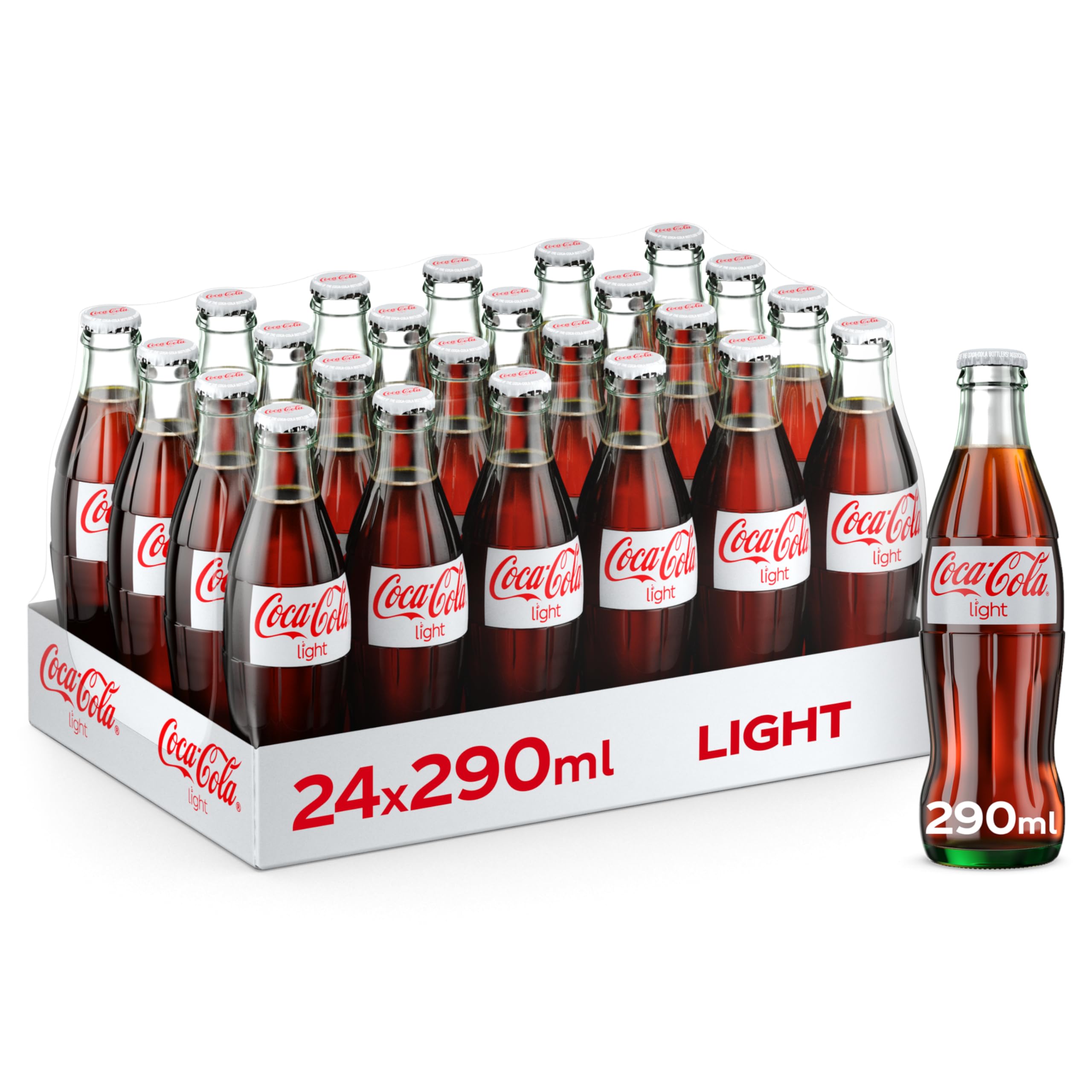 Coca-ColaLight, Carbonated Soft Drink, Glass Bottle 290ml, pack of 24