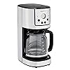 Amazon Basics Drip Coffee Maker 12 Cup with Carafe and Reusable Filter, Stainless Steel Coffee Machines, Black