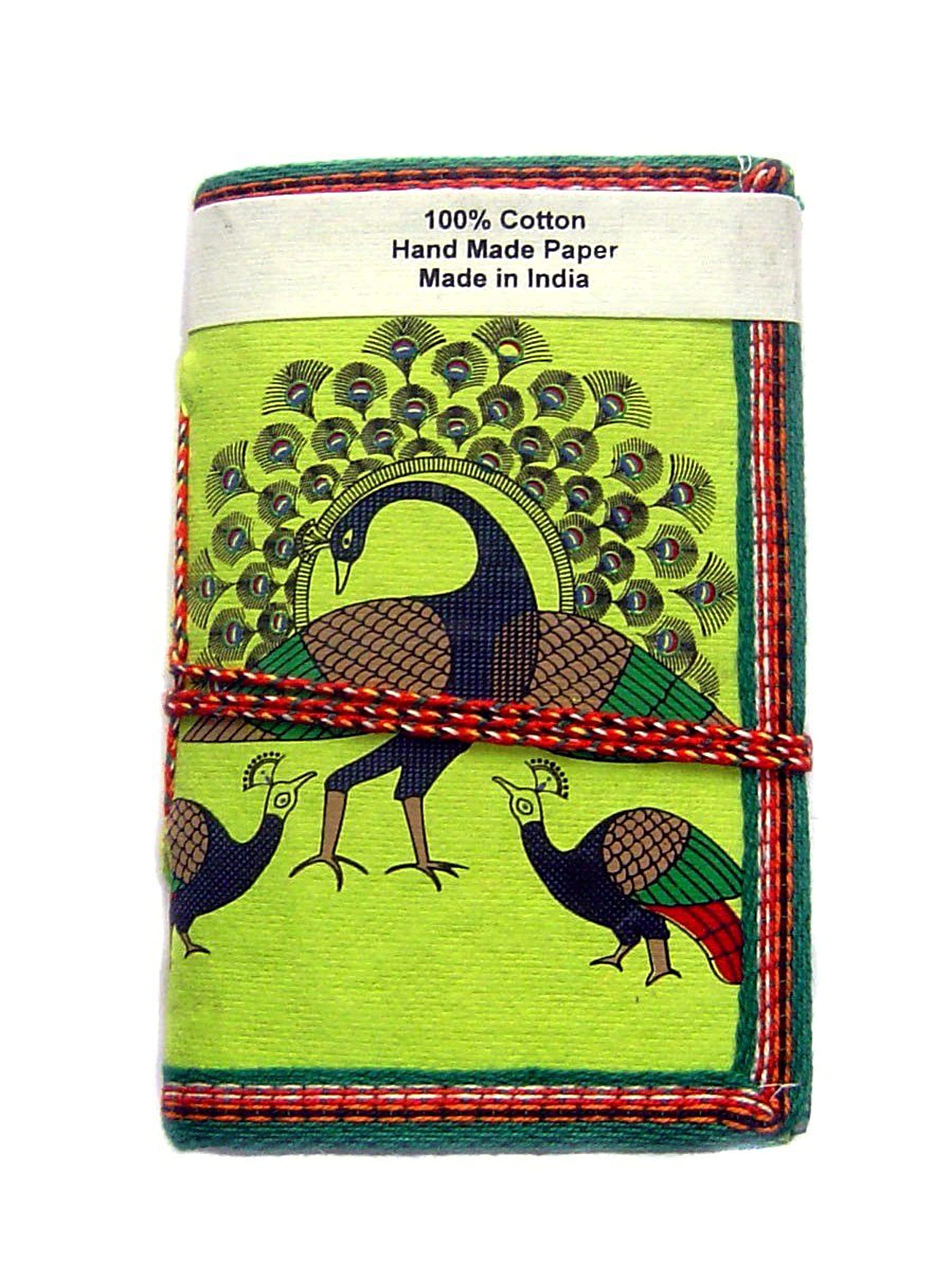 Rastogi Handicrafts Handmade Paper Diary Lokta Paper eco friendly paper Dancing Peacock Green Size - 6x4 Inch Office Product – Notebook