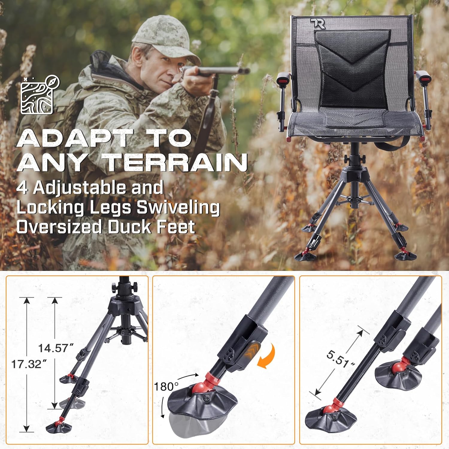 TR 360 Degree Swivel Hunting Chair,400 lbs Capacity Silent Hunting ...