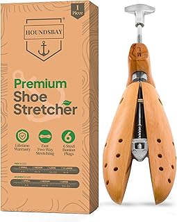 HOUNDSBAY Bulldog Premium Professional 2-way Wooden Shoe Stretcher for Men & Women, Shoe Widener & Expander for Women