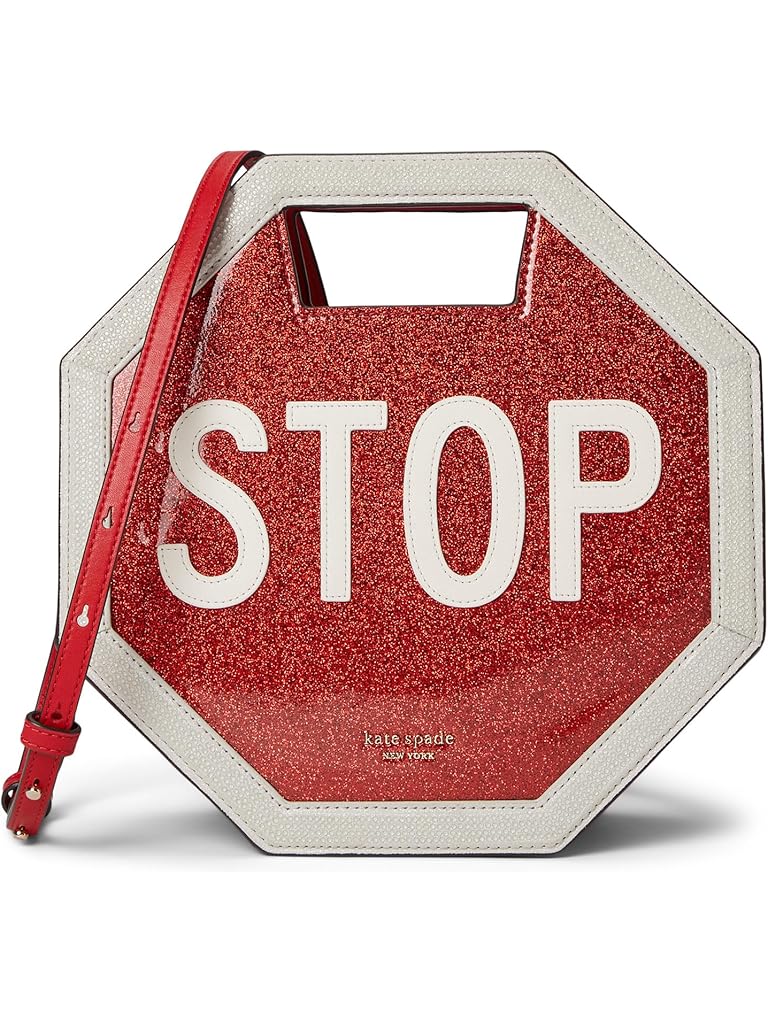 Red Kate Spade New York Cars Glitter Patent Leather 3D Stop Sign Crossbody