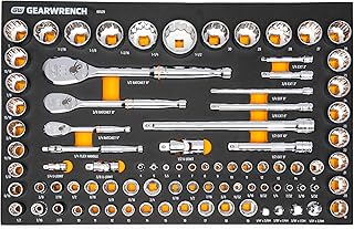 GEARWRENCH 83 Pc. 1/4, 3/8", 1/2" 90-Tooth SAE/Metric Mechanics Tool Set with EVA Foam Tray - 86529