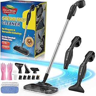 Let'Steam Fastest Heating Steam Mop with Detachable Handheld Steam Cleaner, Powerful Floor Steamer for Cleaning Hardwood, ...