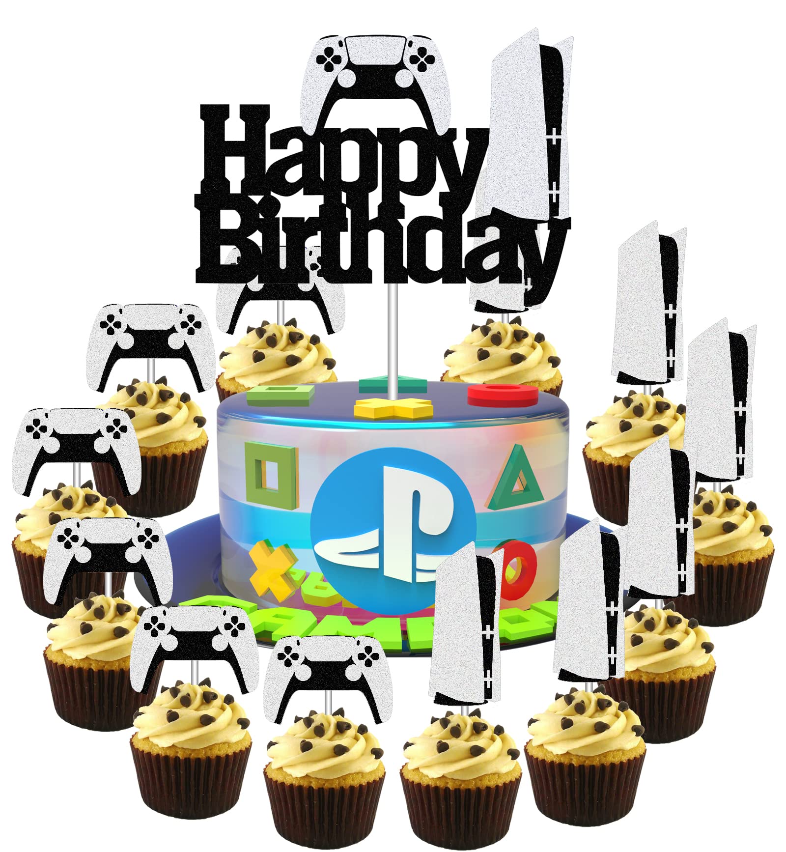 Amazon.com: HAKPUOTR Video Game Cake Topper Set - 1 Large Video ...