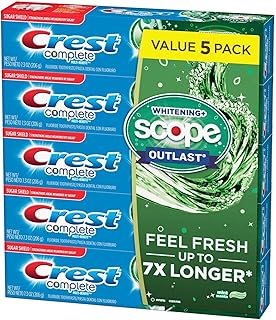 Crest Complete Whitening + Scope Mint Outlast Toothpaste (7.3 ounce, Pack of 5)