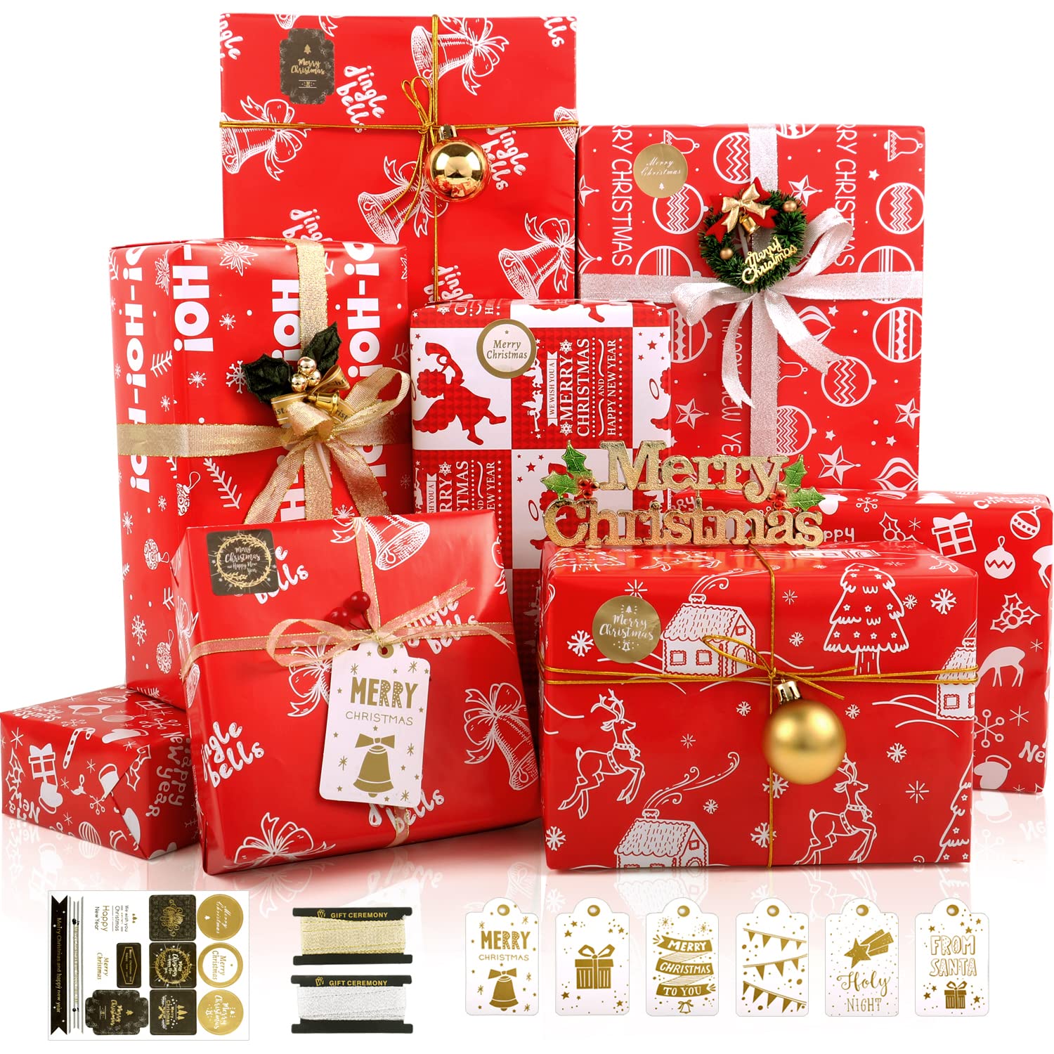 Red Christmas Wrapping Paper Designs