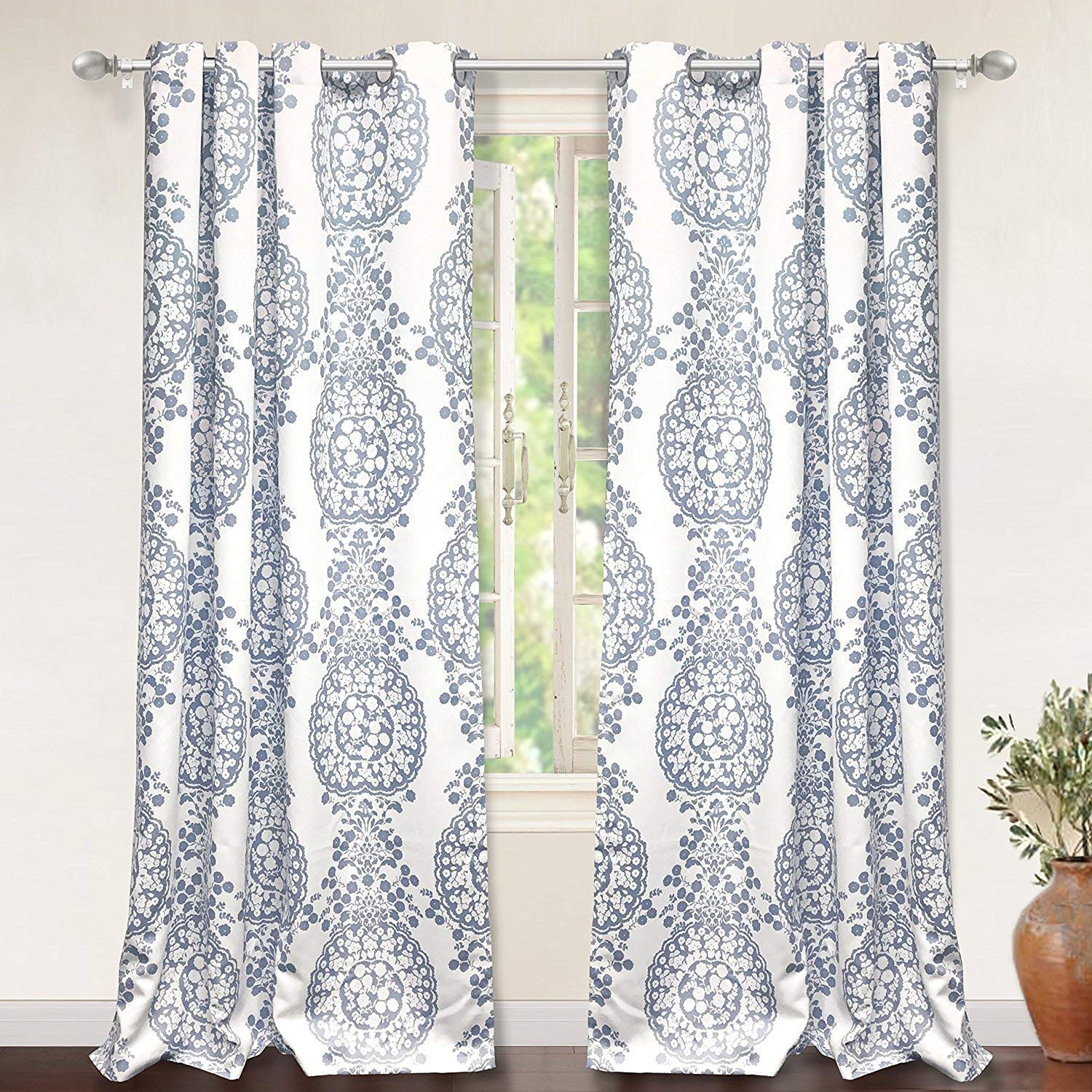 Blue printed curtains