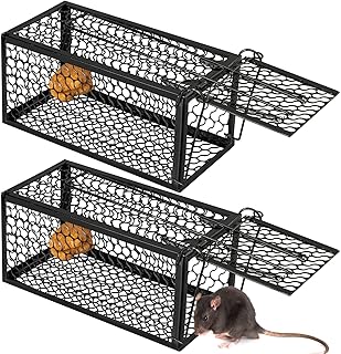 Qualirey 2 Pcs Humane Rat Trap Chipmunk Rodent Trap Mouse Trap Squirrel Trap Small Live Animal Trap Mouse Voles Hamsters L...