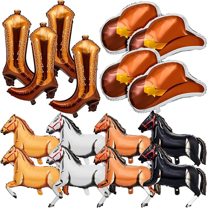 Amazon.com: PullCrease 16 Pcs Western Party Balloons Horse Balloons Cow ...