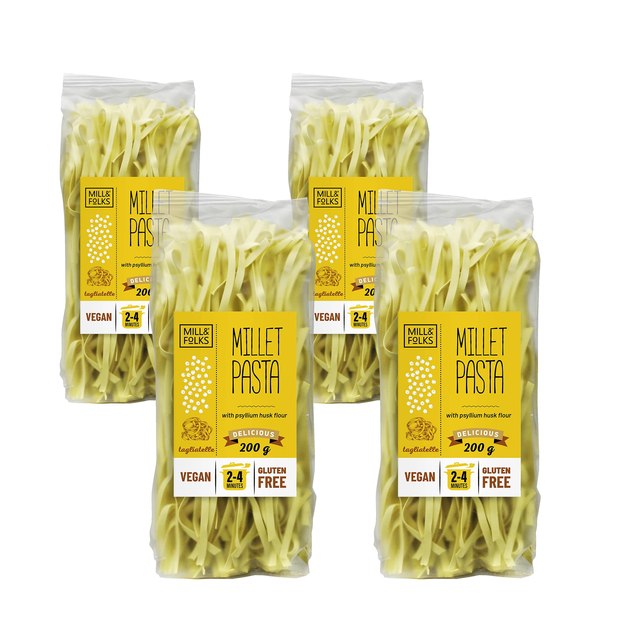 Mill & Folks Millet Pasta Tagliatelle 4x200g | Vegan & Gluten-Free