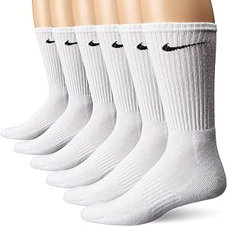 NIKE Unisex Performance Cushion Crew Socks with Band (6 Pairs), White/Black, Large