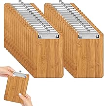 MUXHEL 30 Pcs Mini Clipboard, 8" x 4" Check Presenters, Natural Wooden Server Note Pads Menu Holder for Restaurant, Schoo...