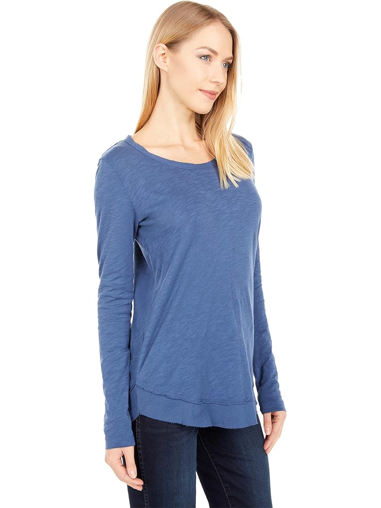 bobi Los Angeles Long Sleeve Curved Hem Top in Slubbed Jersey