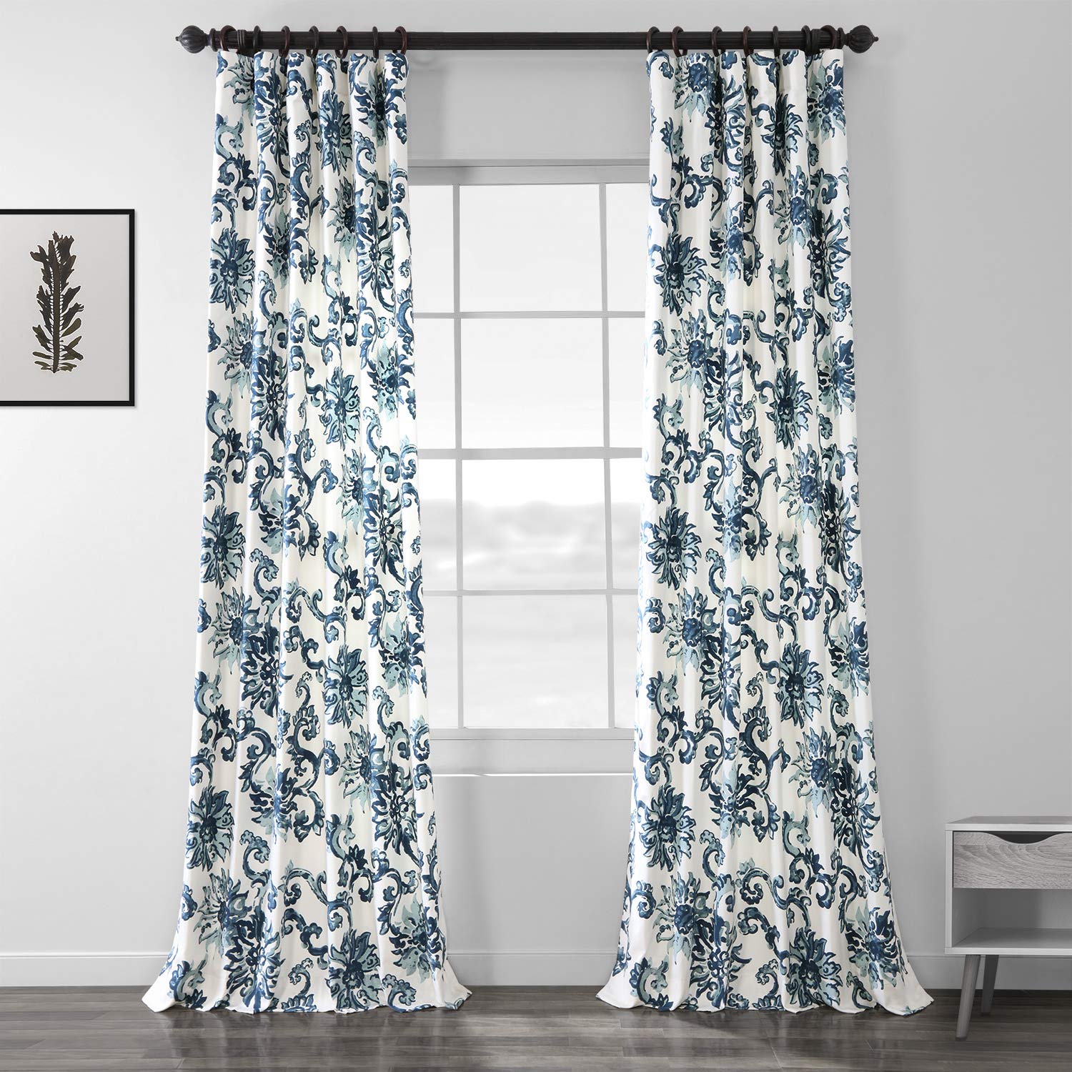 Blue printed curtains