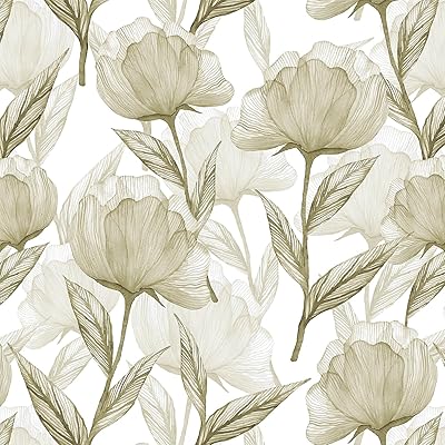 Heroad Boho Peel and Stick Wallpaper Contact Paper Modern Wall Paper Yellow Floral Contact Paper for Cabinets Waterproof Removable Wallpaper Self Adhesive Contact Paper for Drawer Liner 17.3"x78.7"