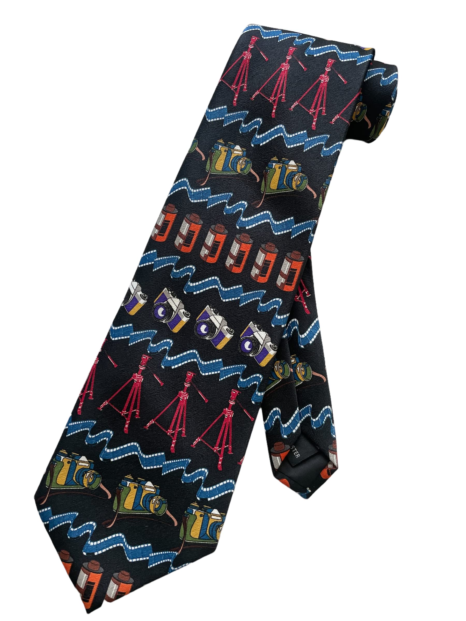 RM StyleMen's Cameras Photography Film Tripod Necktie - Black - Neck Tie, Black, One size