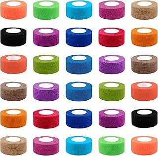 BQTQ 30 Rolls Cohesive Bandage 1 Inch Self Adherent Sport Wrap Tape Breathable Athletic Tape for Human and Animals Ankle S...