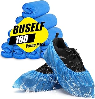 Buself Shoe Covers Disposable Non Slip - Pack of 100 (50 Pairs), Premium Waterproof and Recyclable Shoe Booties Covers for...