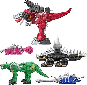 Power Rangers Dino Fury Megazord Mega Pack 5-Pack Zord Action Figure Toys for Kids Ages 4 and Up (Amazon Exclusive)