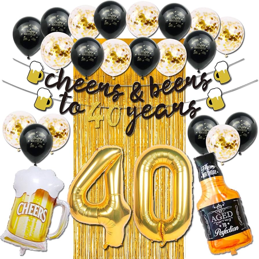 Amazon.com: 40th Birthday Decorations for Men, Cheers and Beers to ...