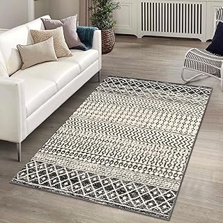 Nailttos 3x5 Rug for Living Room, Ultra Soft Non Slip Moroccan Washable Rug, Distressed Entry Rug Low-Pile Throw Rug Carpe...