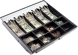 Volcora Cash Drawer Tray - 14.1 x 13 x 2.5 Inch Cash Register Insert - 5 Bill / 8 Coin Replacement Cash Tray - Stainless S...