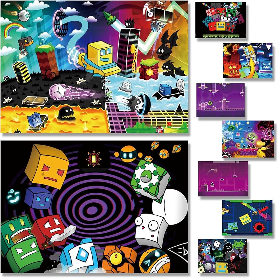 Amazon.com: Geometry a Dash Game Poster Set of 9 Art Painting Wall ...