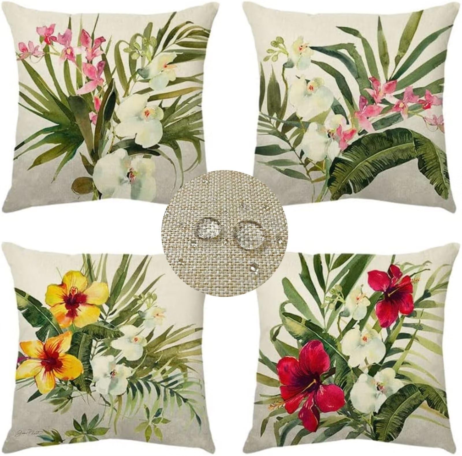 Amazon.com: Boho Pillow Covers 12x12 Inch Set of 4 Summer Plants ...