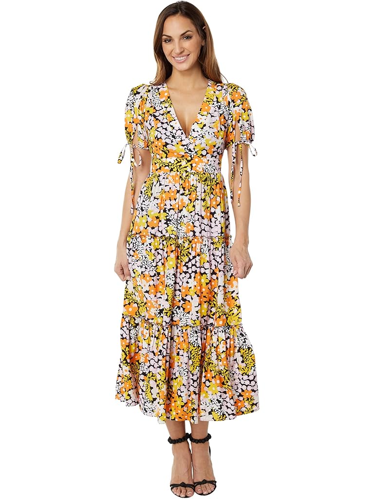 Ted Baker Safiree Printed Tie-Back Tiered Midi Dress