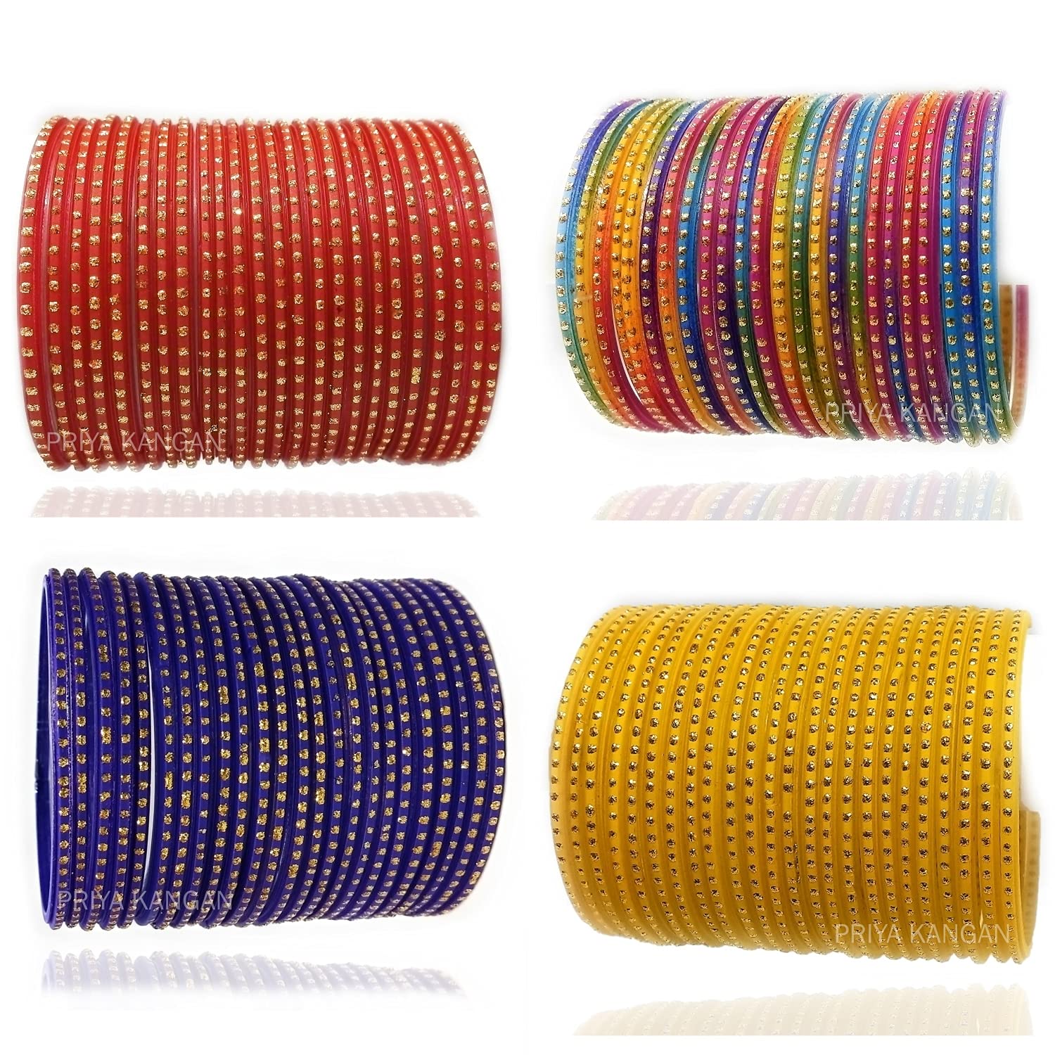 Beautifull Nion Dot Pattern Glass Bangles For All Occasions Type (Pack of 96 Bangles)