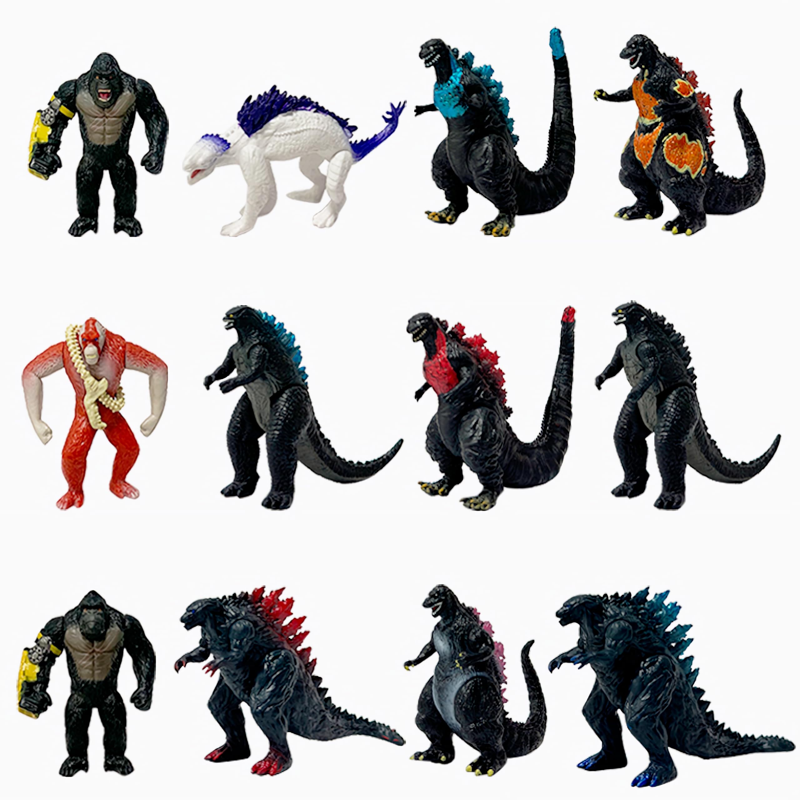 Set of 12PCS Inspired by Dragon vs Kong 2, Action Figures Dinosaurs Toys with Movable Joint [King, Shimo, Burning, Skar King, Shin, Ultima etc.], Series 3