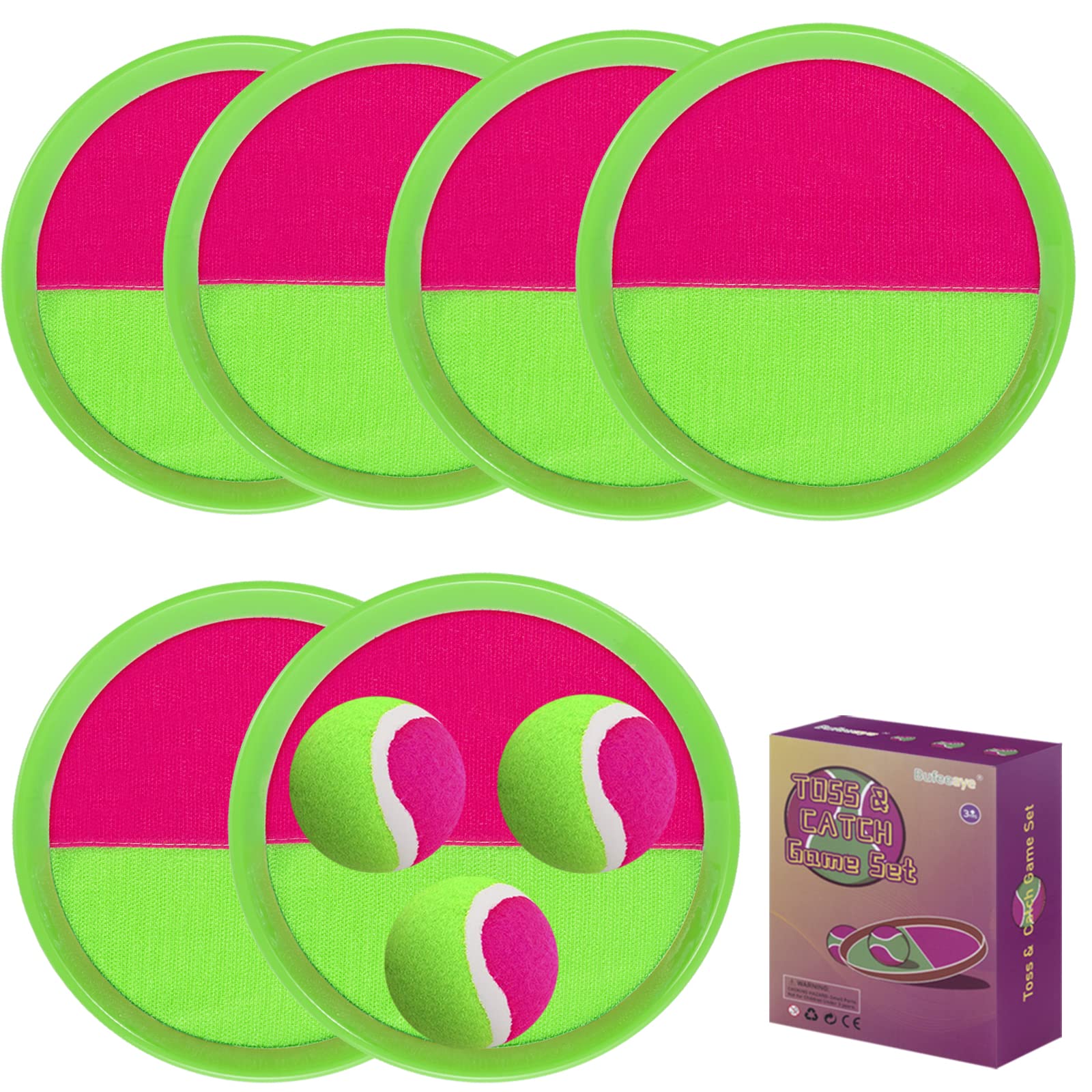 Outside Toys for Kids Ages 4-8 - Toss and Catch Ball Set, Kids Outdoor Games Yard Games for Kids and Adults with 6 Paddles and 3 Balls Toys for 3 4 5 6 7 8 Year Old Boys Girls Birthday