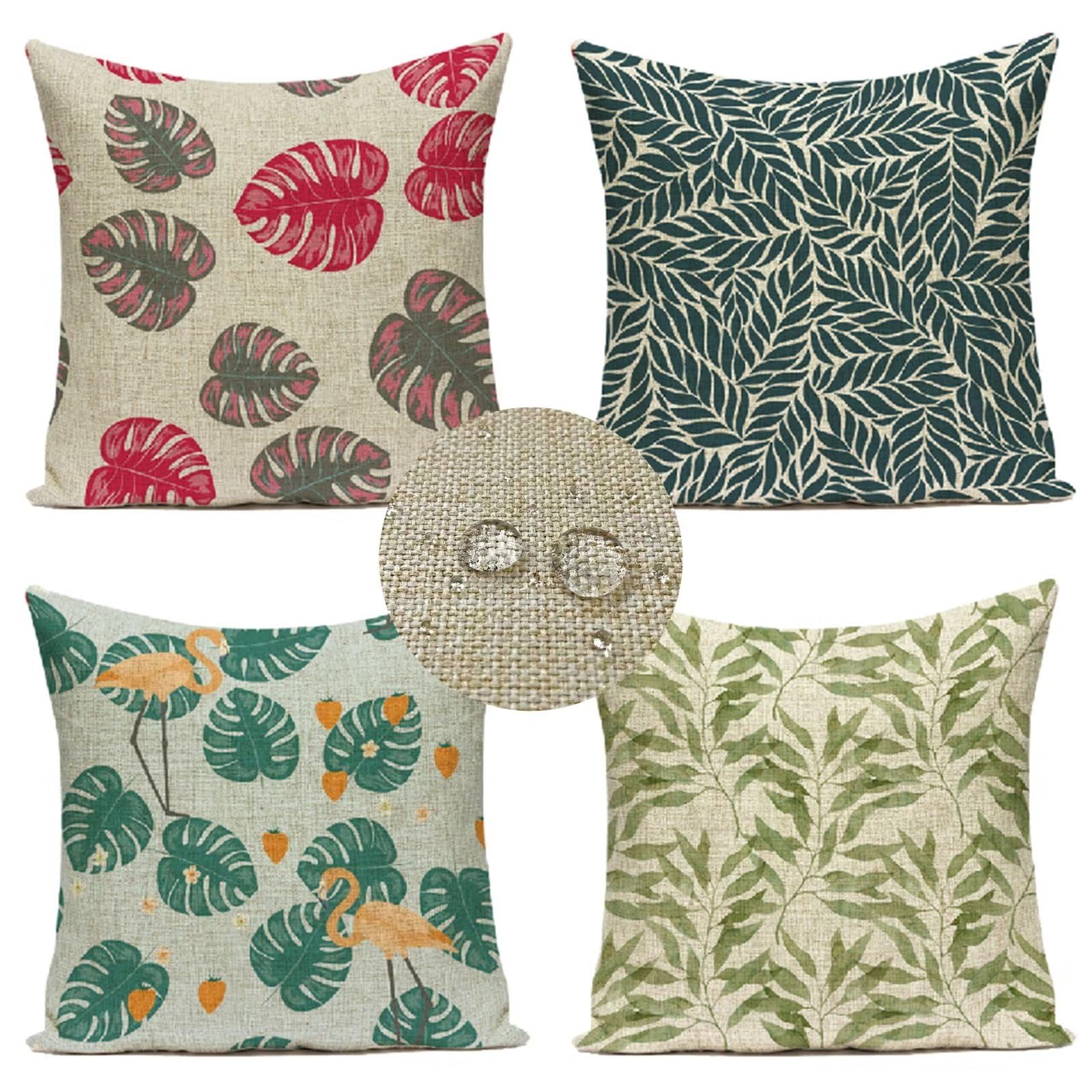 Amazon.com: Boho Pillow Covers 12x12 Inch Set of 4 Summer Plant ...