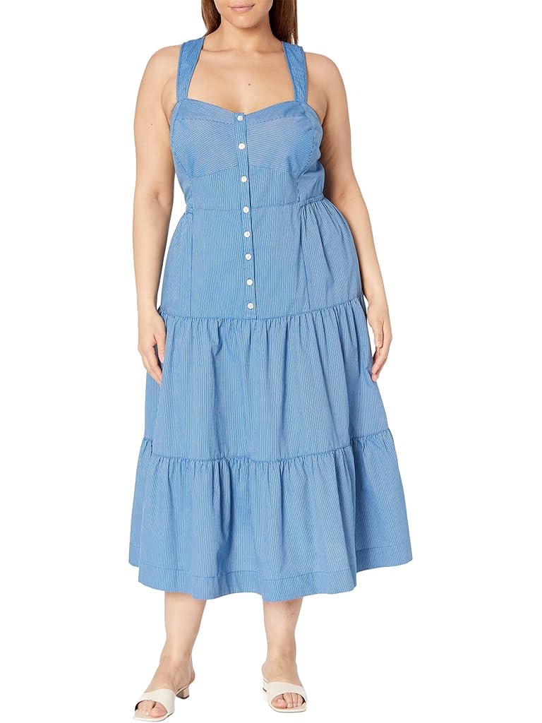 Madewell Plus Suzette Tiered Midi Dress with Seamed Bodice