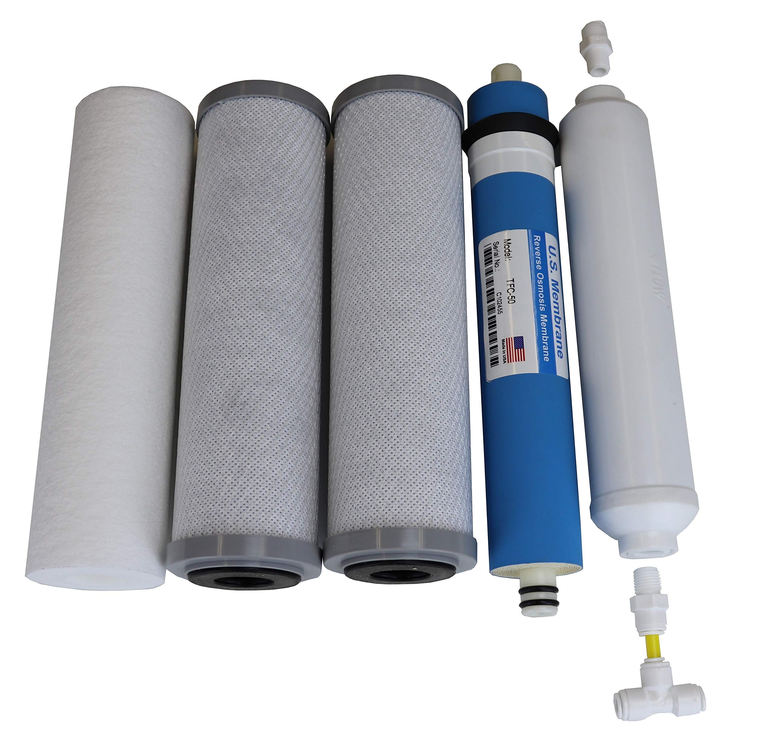 Compatible APEC Ultimate Complete 5 stage high capacity filter set for model ROES-50, RO-45, RO-PUMP RO Reverse Osmosis systems, 100% compatible + instructions and free tech support, provided by Alton