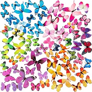 240Pcs 3D Colorful Butterfly Wall Stickers, Butterfly Wall Decals, Removable Butterflies DIY Art Decor Crafts for Party Offices Bedroom Room Sticker Set