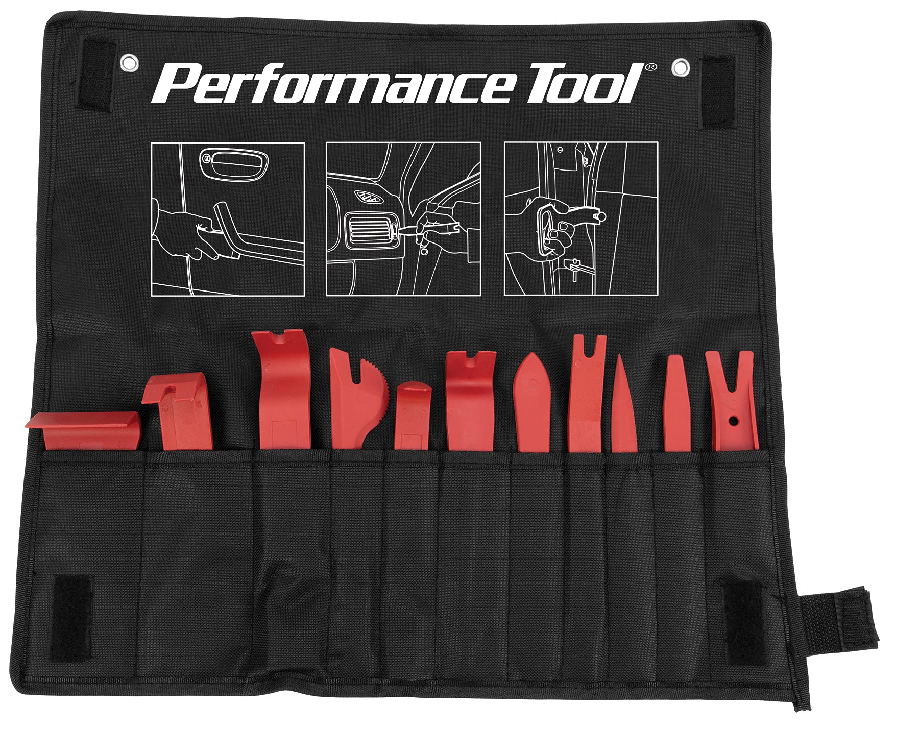 PERFORMANCE TOOLW80643 11Pc Trim Removal Tool Set - Car Pry Tool Kit for Easy Car Panel, Door, and Audio Trim Removal