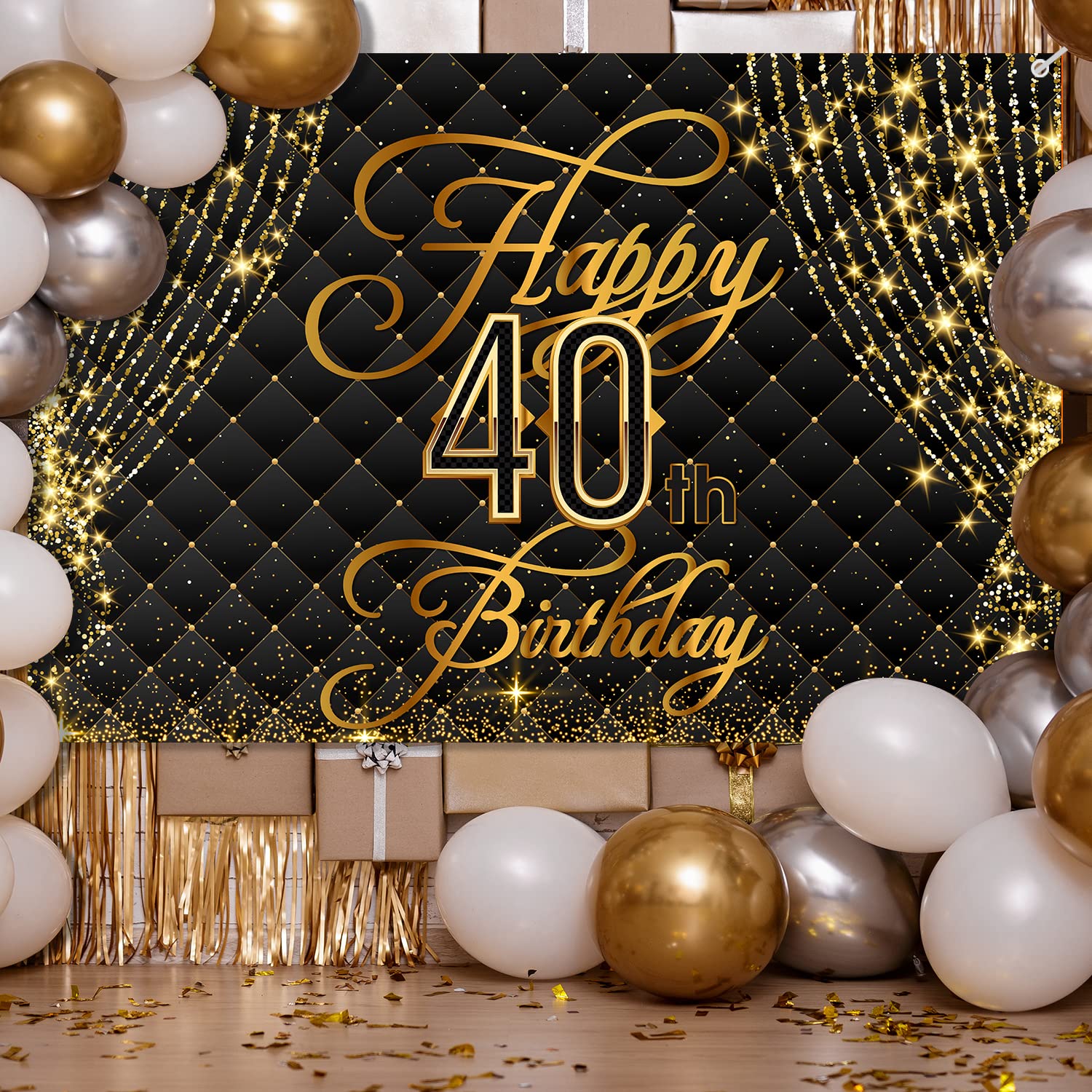 Amazon.com: Happy 40th Birthday Banner Backdrop Royal Curtain ...