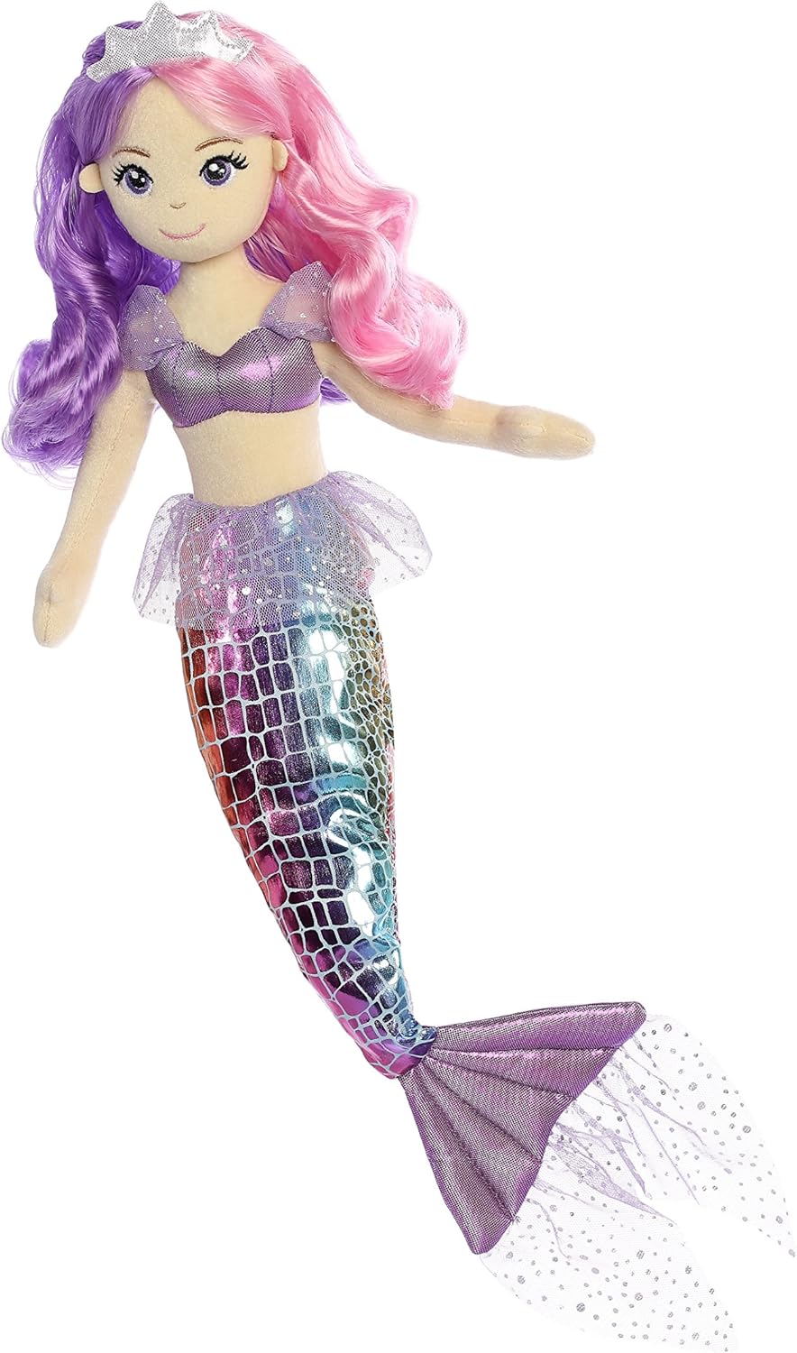 Aurora World Sea Sparkles Rainbow Mermaid Sea Iris Felpa 18 pulgadas