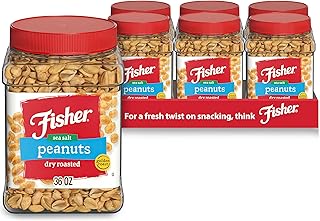 Fisher Snack Sea Salt Dry Roasted Peanuts, 36 Ounces (Pack of 6), No Artificial Colors or Flavors, 100% Recyclable