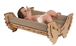 Hand Made Baby Jesus Manger Figurine Pesebre de madera Para Niño Dios Baby Jesus Crib &lpar;10 CM&rpar;