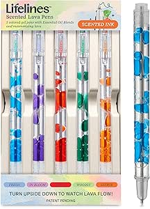 Lifelines Scented Lava Gel Pen Set, 5-Pack (Multi-Color) - 0.7mm Colored Gel Pens Infused with Scented Essential Oil Blends &amp; Mesmerizing Lava - School Supplies for College Kids &amp; Adults