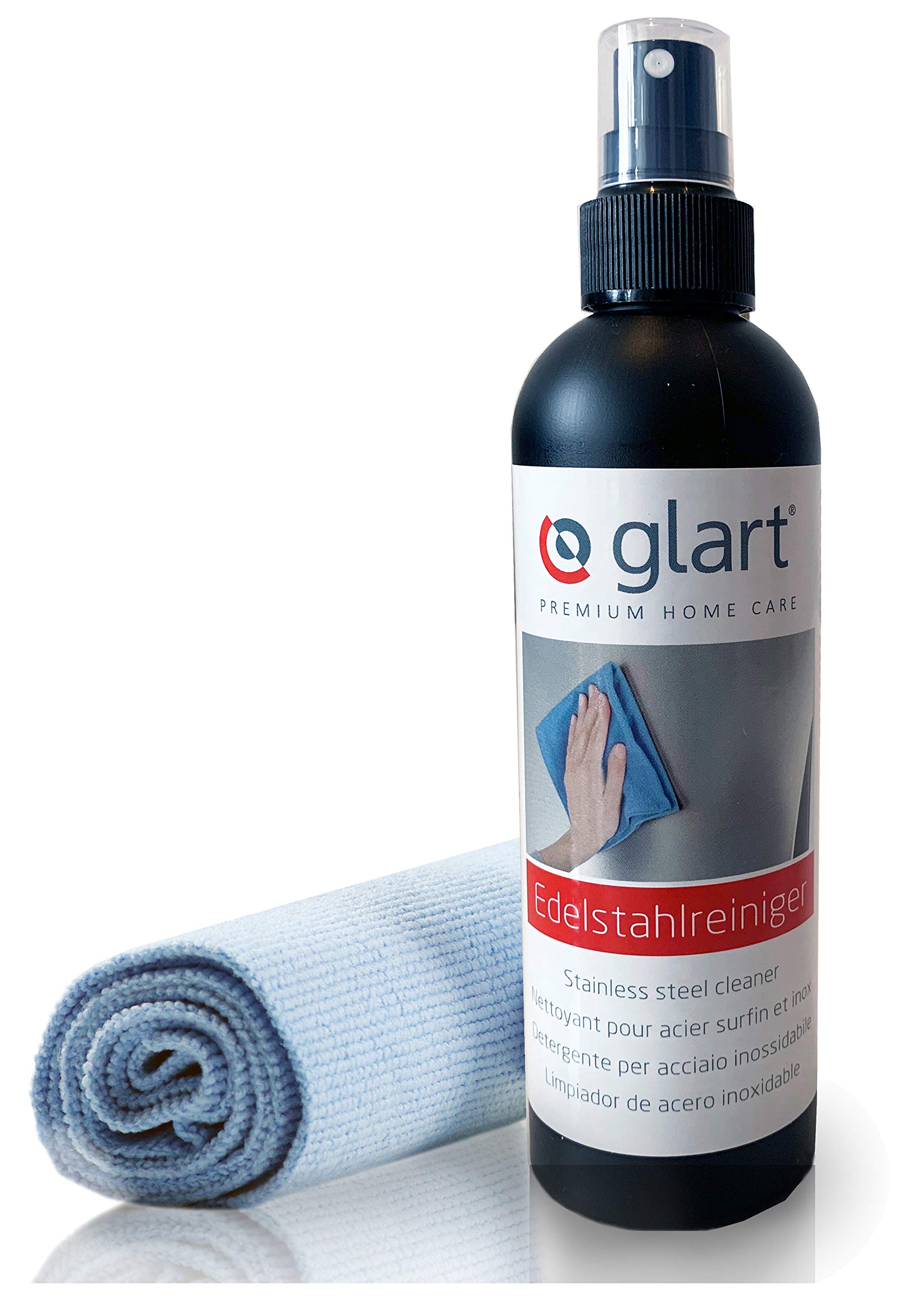 GlartStainless Steel Cleaner 250 ml and Microfibre Cloth, White