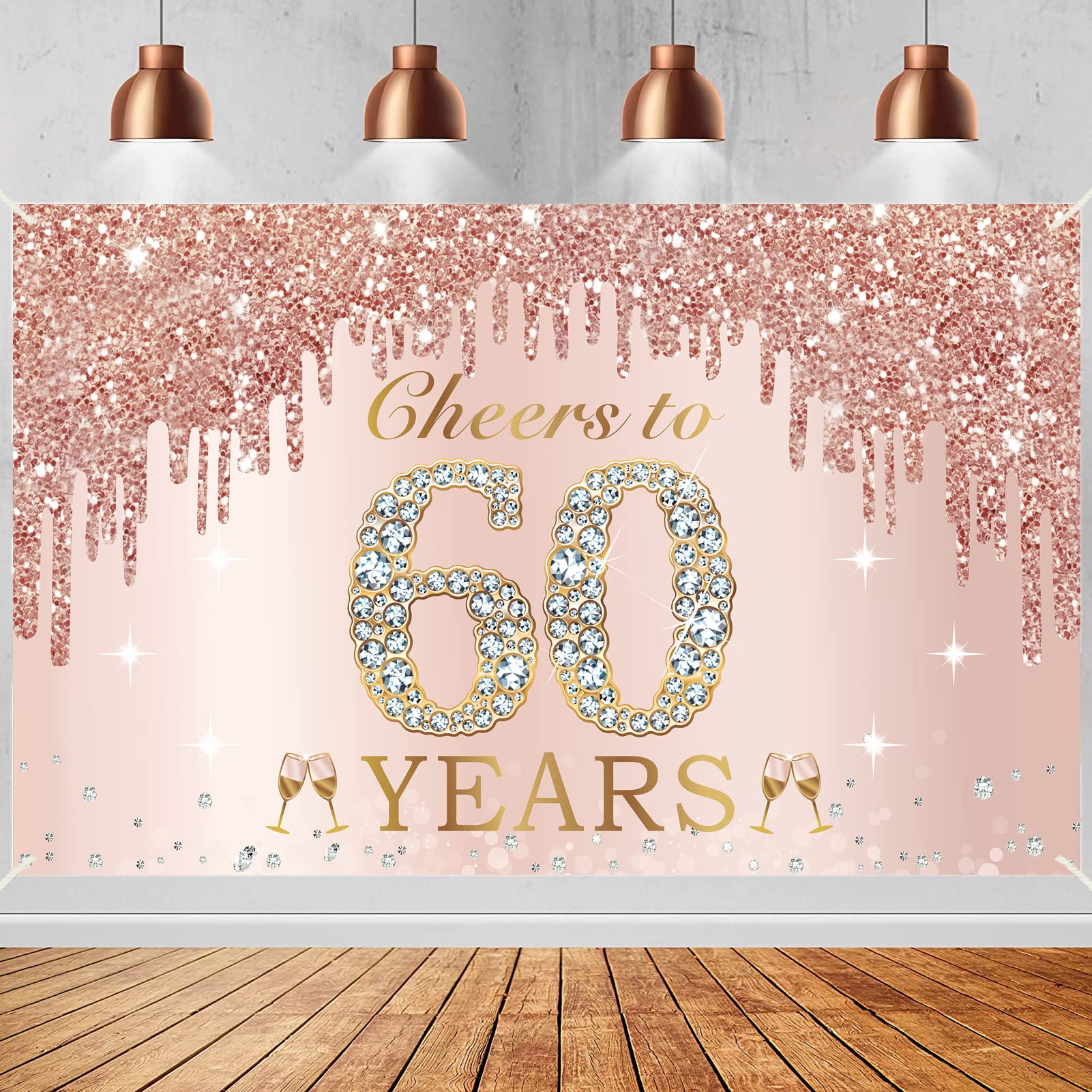 Amazon.com: Large Cheers to 60 Years Birthday Decorations for ...