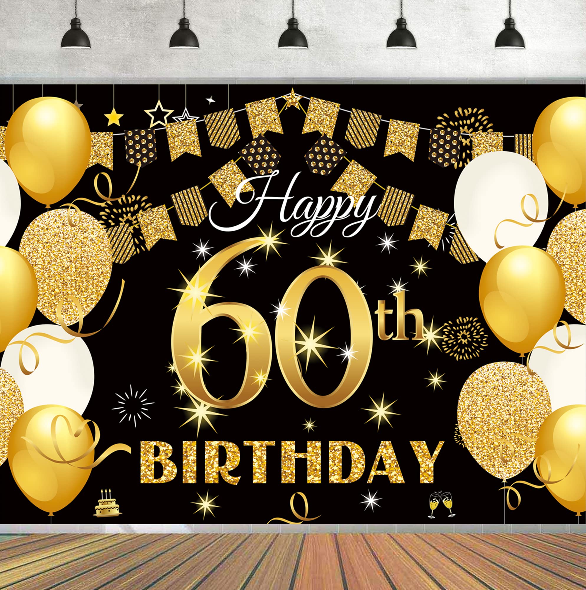 Amazon.com : Saliyaa 7x5ft Happy 60th Birthday Backdrop,60th Happy ...