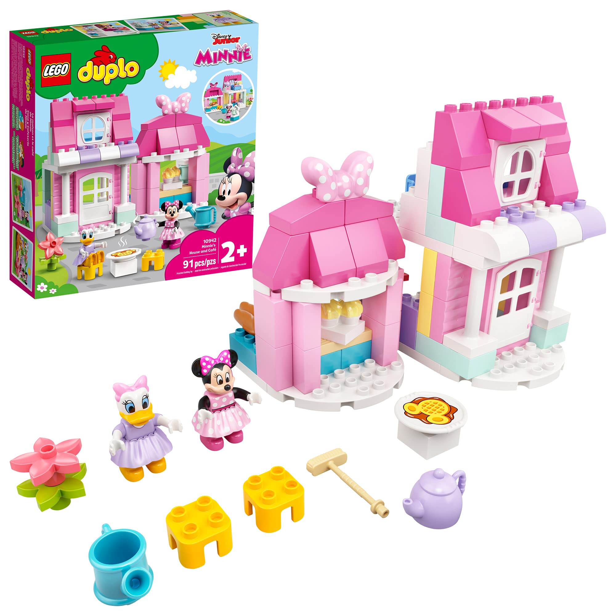 Photo 1 of LEGO DUPLO Disney Minnie’s House and Café 10942 Dollhouse Building Toy for Kids, Boys and Girls, with Minnie Mouse and Daisy Duck (91 Pieces) Frustration-Free Packaging